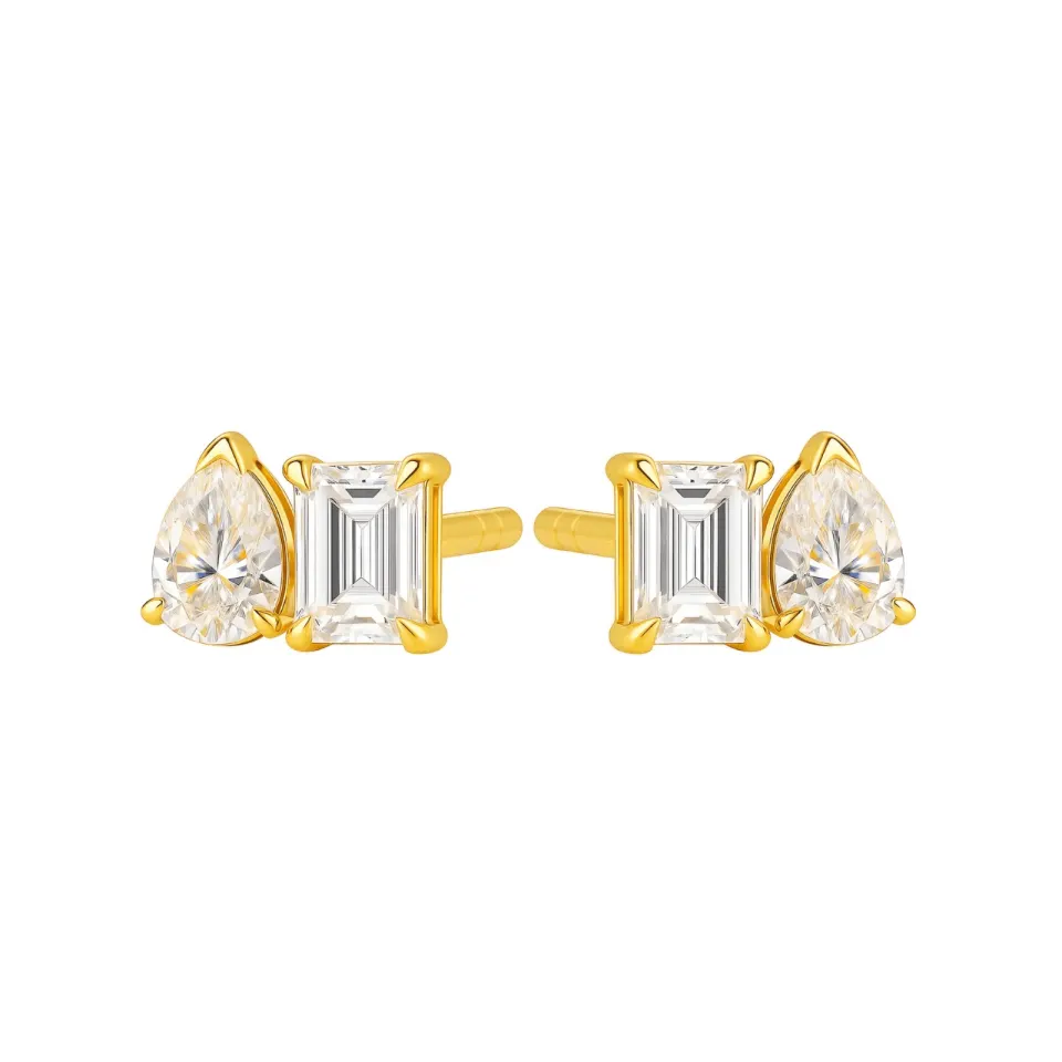 Violetta Toi Et Moi Stud Earrings in gold vermeil