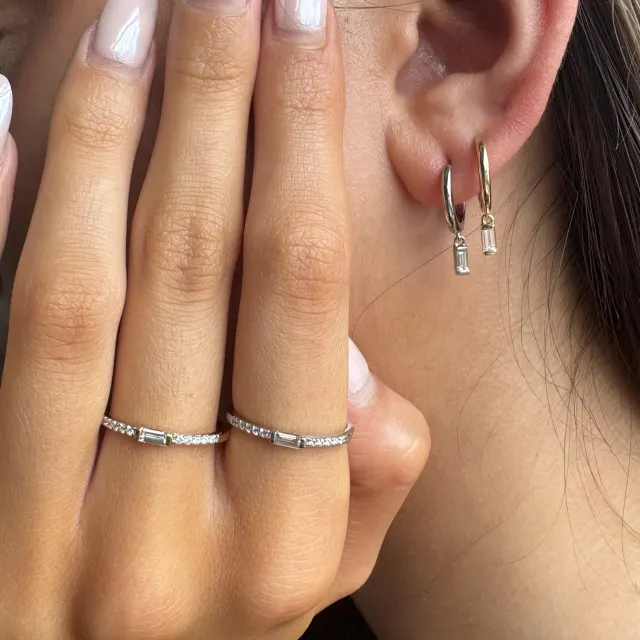 Noya Baguette Cut Huggie Earrings lifestyle