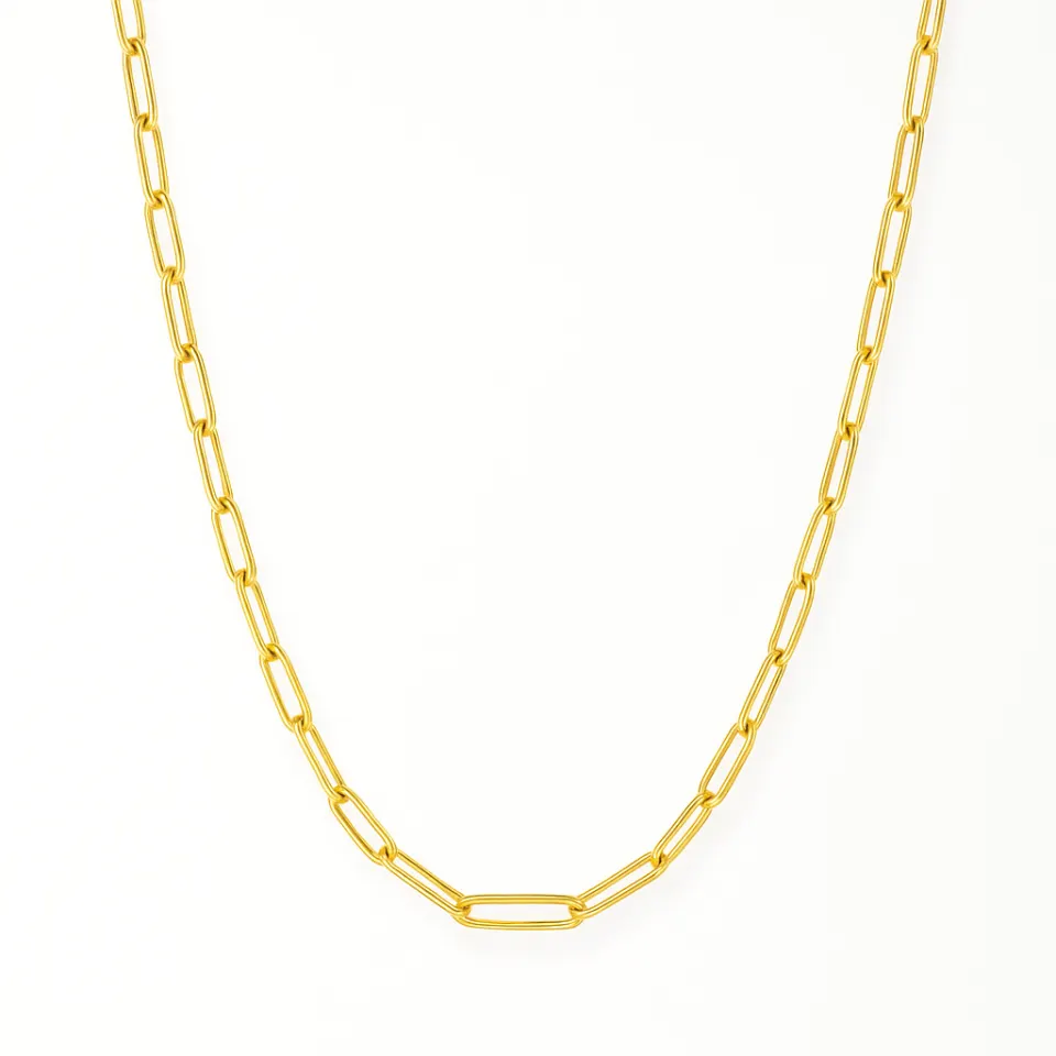Paperclip Chain Necklace in gold plated
